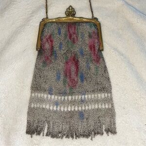 Whiting and Davis Antique 1920’s Floral Fine Chain Purse